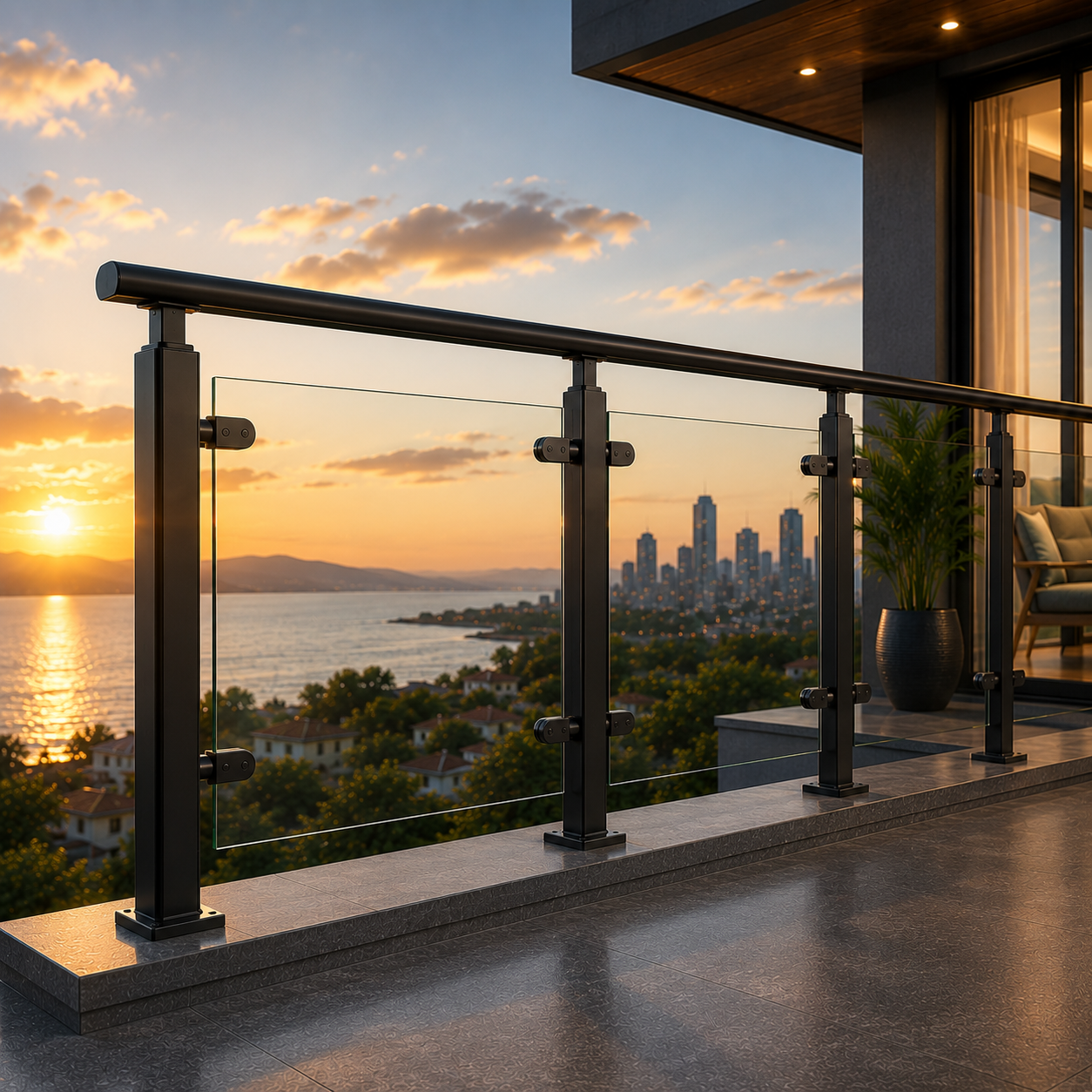 Glass & Wooden Railing